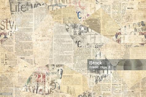 Newspaper Paper Grunge Vintage Old Aged Texture Background Stock