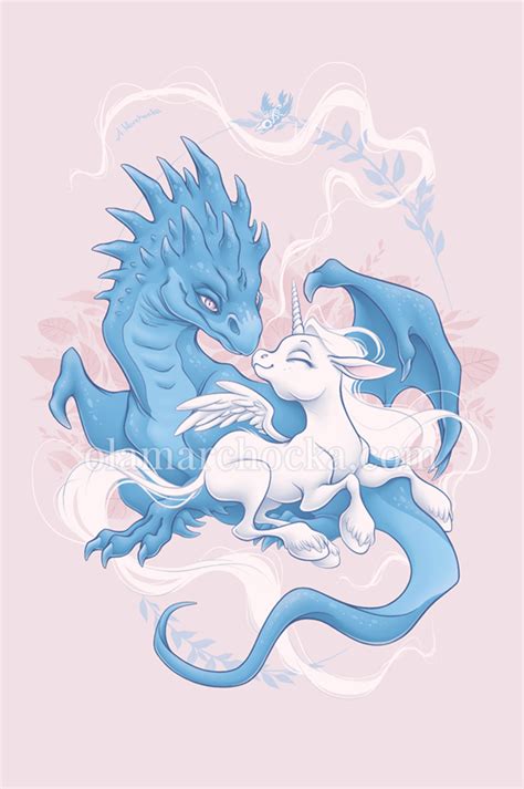 Dragon And Unicorn Cute Dragon Unicorn Fantasy Couple
