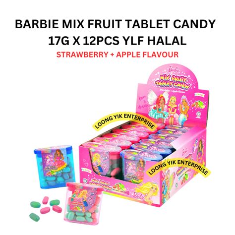 Barbie Mix Fruit Tablet Candy Strawberry Apple Flavour 17g X 12pcs