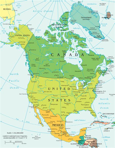 Mapa Político Da América Do Norte Ensino