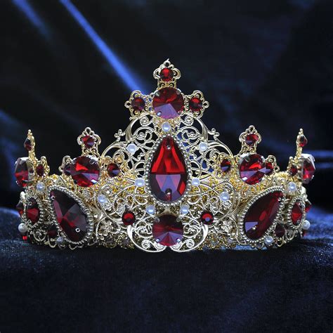 Red Queen Crown, Custom Crown, Red Tudor Crown, Womens Crown, Baroque ...