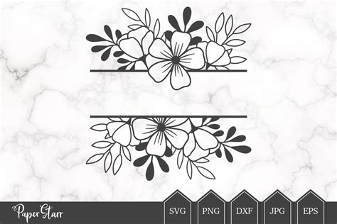 Floral Border SVG Cut File, Floral Monogram SVG (511708) | Cut Files