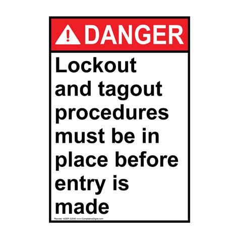 Vertical Lockout And Tagout Procedures Sign Ansi Danger Lockout Tagout
