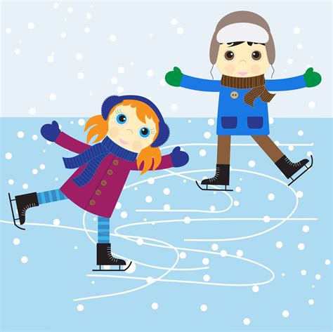 Ice Skating Boy And Girl 673062 Vector Art At Vecteezy