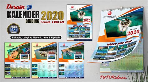 Desain Kalender Dinding 2020 Format 4 Bulanan Dengan Photoshop