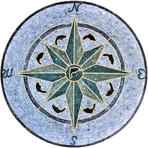 Compass Rose Nautical Mosaic Medallion Tiles Venicemosaicart
