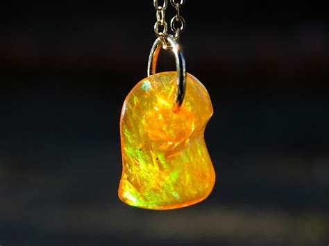 Dainty Fire Opal Pendant Gold Fire Opal Necklace Gold Raw Etsy