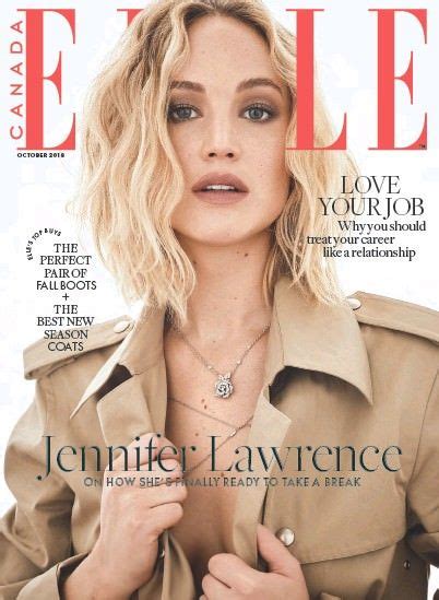 Jennifer Lawrence Elle Magazine October 2018 Cover Photo