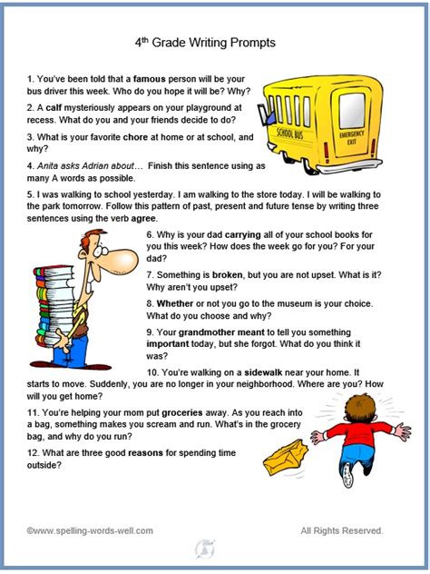 4th Grade Writing Prompts For Fun Spelling And Language