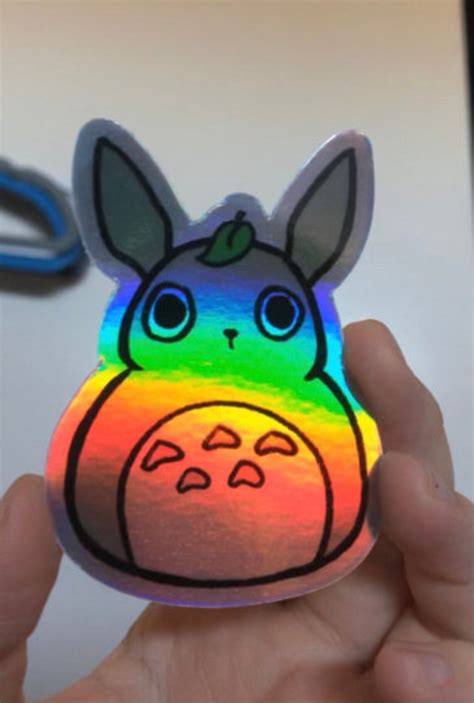 Cute Holographic Anime Rabbit Sticker Derpy Anime Rabbit Etsy