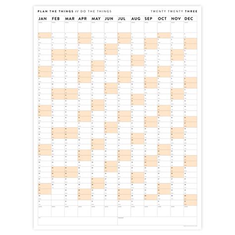 Giant 2023 Wall Calendar Vertical With Orange Weekends Plan The Things