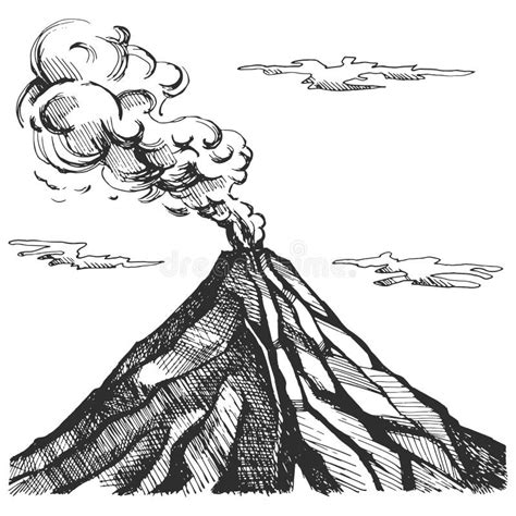 Bosquejo Del Vector Del Volcán Ilustración Del Vector Ilustración De