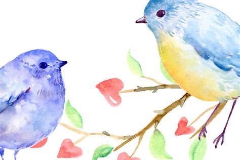 Watercolor Clipart Valentine Birds By Cornercroft