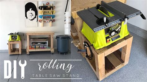 Diy Rolling Side Table Rolling Table Saw Stand Youtube