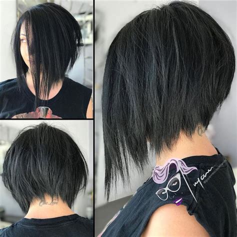 Angled Bob With Razored Ends Inverted Long Bob Inverted Bob Haircuts