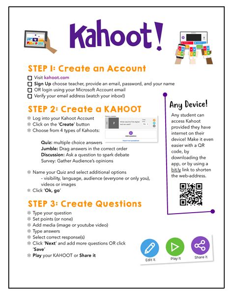 Kahoot Instructions Good Step 1 Create An Account Visit Kahoot