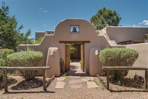 Gates Into Entry Courtyard Adobe Style Santa Fe New Mexico