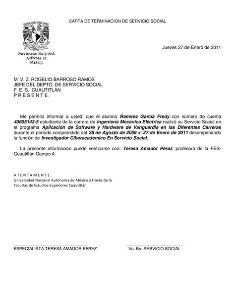 Carta De Terminacion De Servicio Social By Fredy Ramirez Garcia Issuu