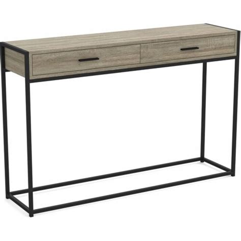 Safdie And Co 48 L 2 Drawers Black Metal Console Table In Dark Taupe 1
