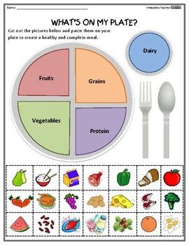 Food tasting parts of a plant snack. Nutritional Health Worksheets - What's On My Plate ...