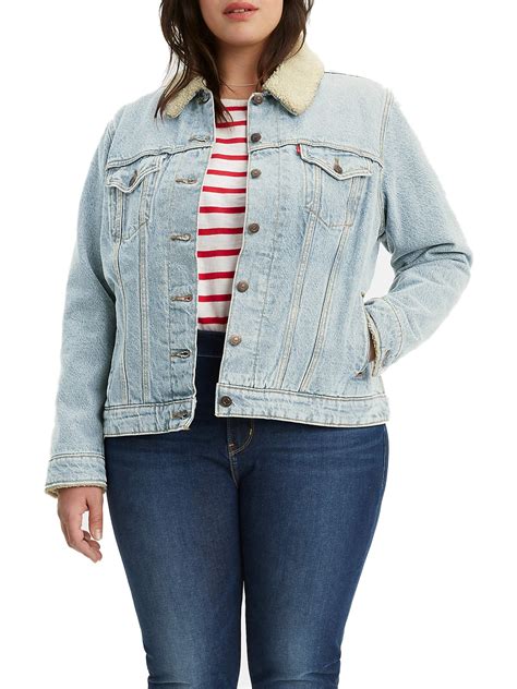 Levis Womens Plus Size Sherpa Lined Denim Trucker Jacket