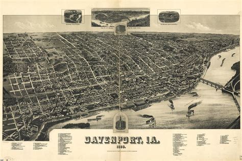 24x36 Gallery Poster Map Of Davenport Iowa 1888