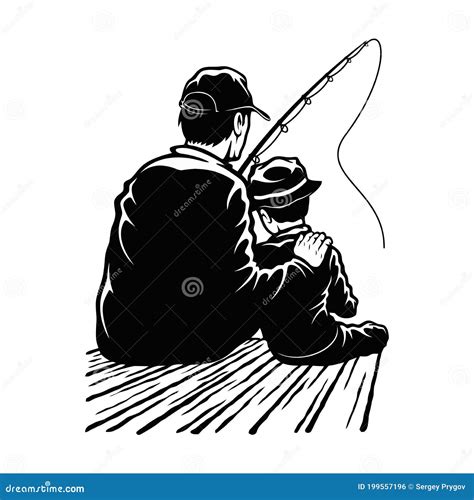 Son And Dad Fishing Design Father And Son Fishermans Stock Vector