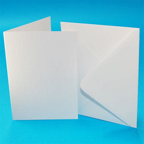 W111 50 A6 White Linen Cards And Envelopes Craft Uk