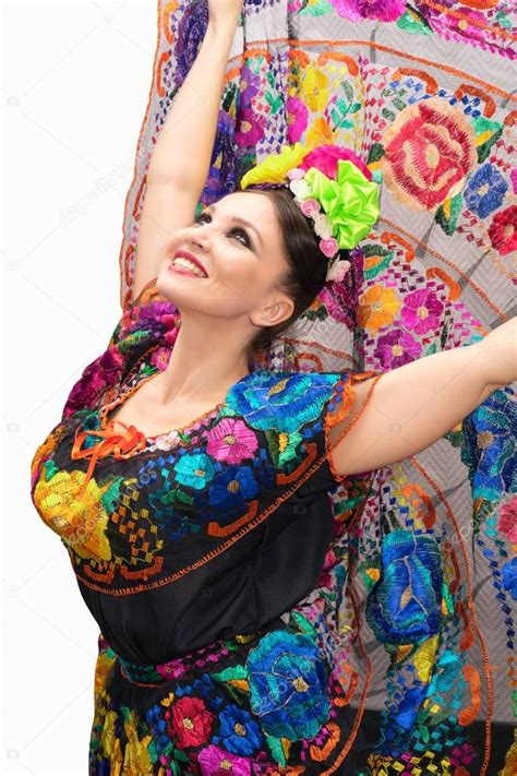 Beautiful Smiling Mexican Woman In Traditional Mexican