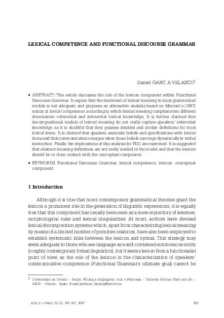 — one and the same morpheme may take phonetically different shapes. (PDF) Lexical Competence and Functional Discourse Grammar ...