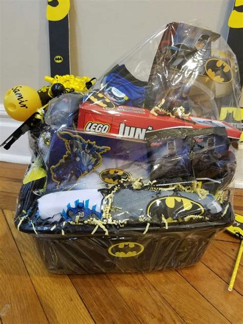 Batman Gift Basket For A Batman Bowling Party Madebymira Batman