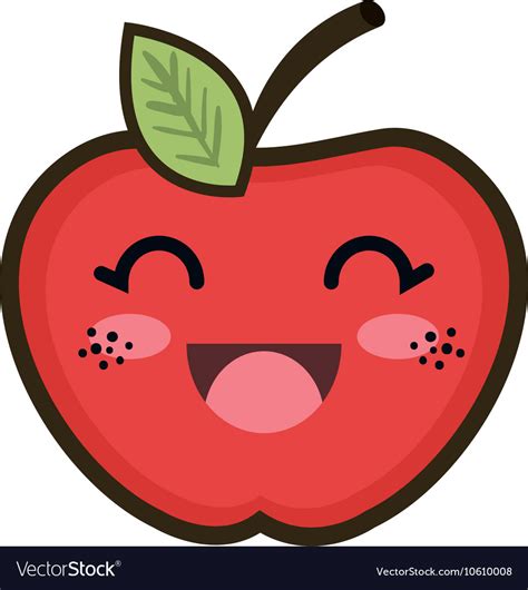 Kawaii Cartoon Apple Royalty Free Vector Image