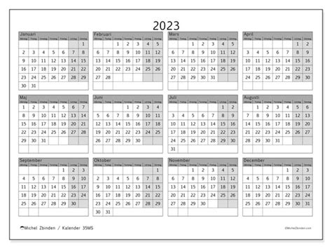 Kalender 2023 För Att Skriva Ut “42ms” Michel Zbinden Se