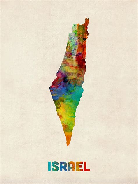 Israel Watercolor Map Digital Art By Michael Tompsett Fine Art America