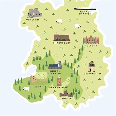 Map Of Shropshire Print By Pepper Pot Studios | notonthehighstreet.com