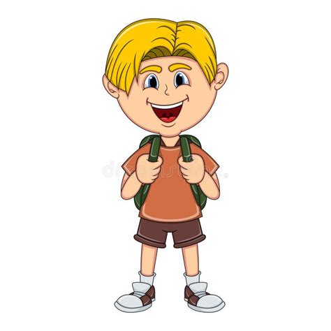 Little Boy Carrying A Backpack Cartoon Stock Vector Illustration Of