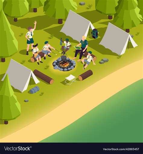 Isometric Summer Camp Royalty Free Vector Image