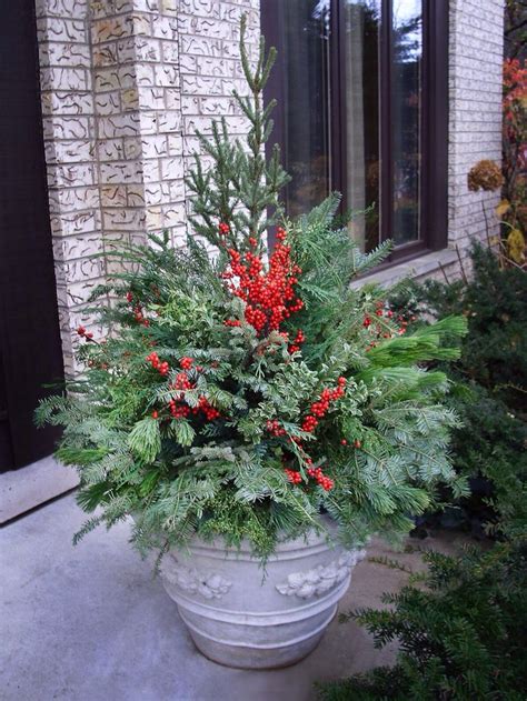 Outdoor Evergreen Arrangements Winter Container Gardening Outdoor