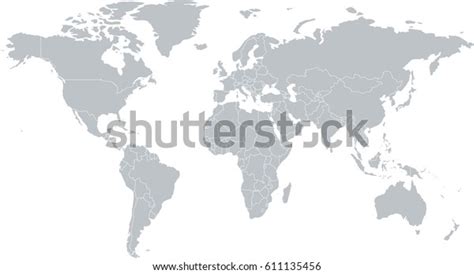 Gray World Map Countries Stock Vector Royalty Free 611135456