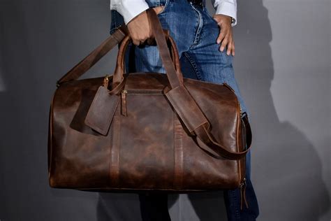 Leather Weekender Bag With Shoe Compartment Men Full Grain Etsy India