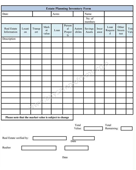 Free Excel Estate Planning Templates Please List In Order Of Preference Who You Would Like To