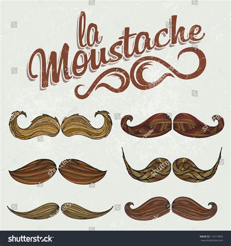 Colorful Hand Drawn Mustache Set Stock Vector Royalty Free 114114832