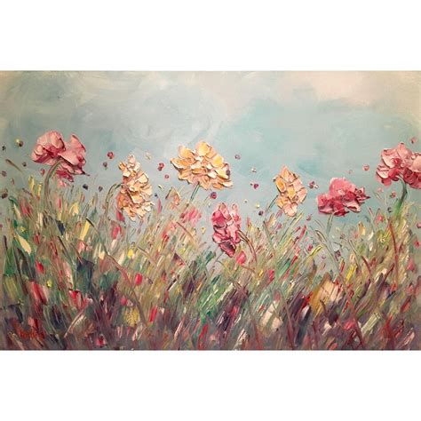 Sarah Kadlic Gallery Original Oil Painting Abstract Wild Flowers Pink Gold… | Original oil ...