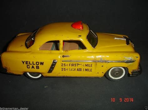 Scarce Marusan Kosuge Yellow Cab Ny Taxi Vintage Tin Toy Friction Car