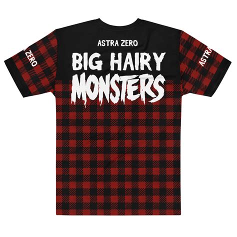 Big Hairy Monsters Red Faux Plaid And Black Men’s T Shirt Astra Zero