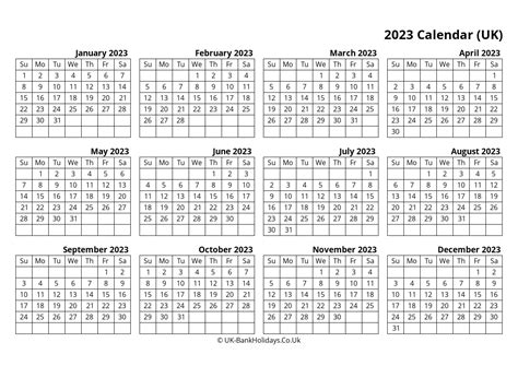 2023 Uk Calendar Printable In Word Pdf Excel