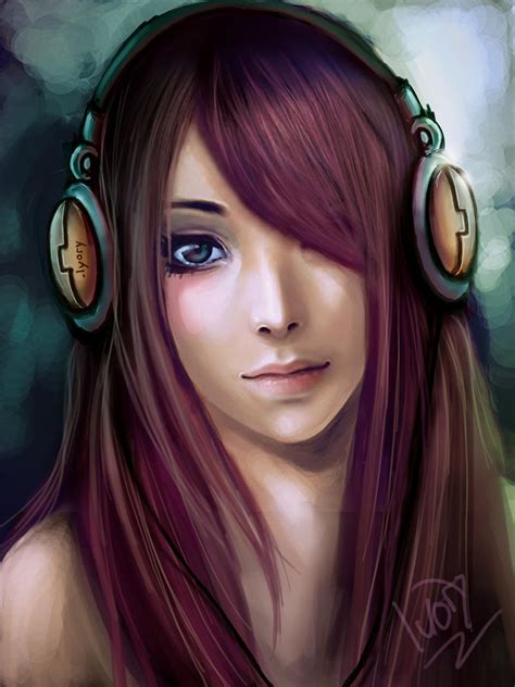 Girl With Headphones By Oo Nairaivory Oo On Deviantart