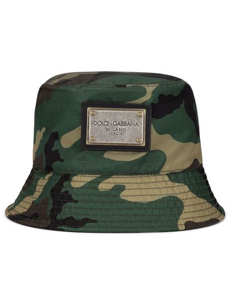 Dolce Gabbana Nylon Bucket Hat With Camouflage Print In Multicolour Modesens