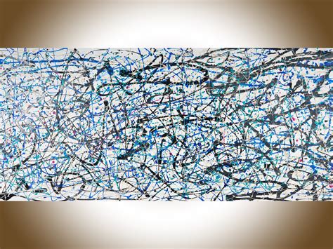 Blue Painting Abstract Jackson Pollock Style 72 Silver Etsy