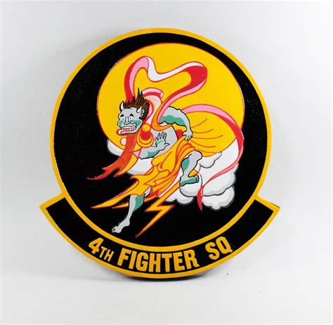 4th Fighter Squadron Fightin Fuujins Plaque14 Mahogany Squadron